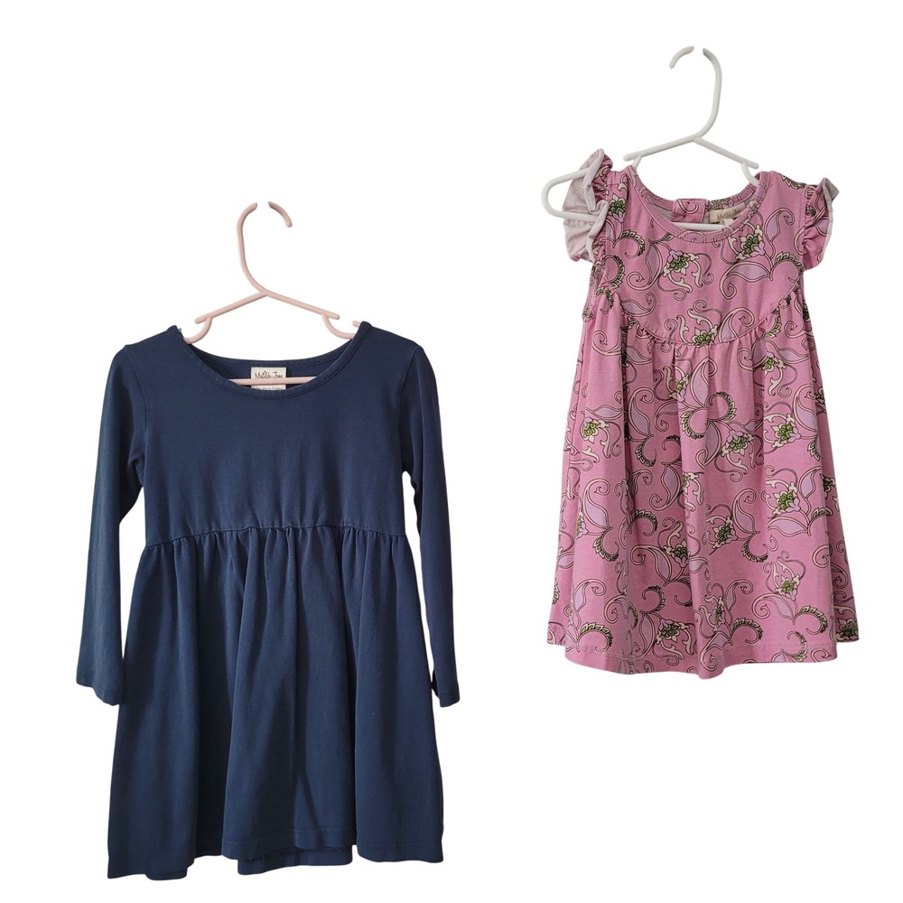 Matilda Jane Size 4 Dress‎ Lot Kids Navy Long Sleeve Pink Floral Paisley Ruffle